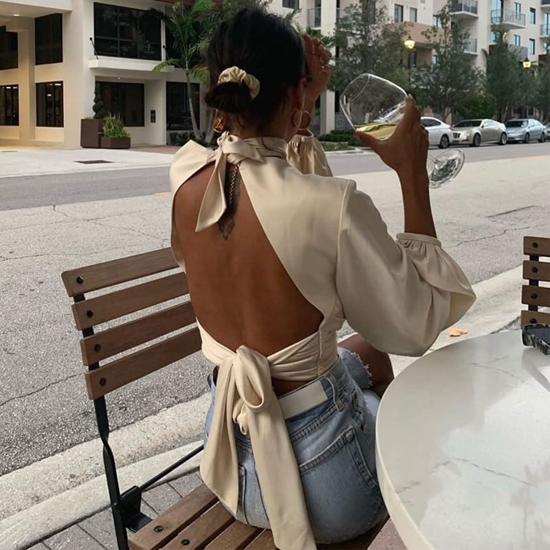 Chemise Blouse Dos Ouvert Blouse Satin Dos Nu Création Satin