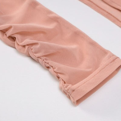 Body Satin Rose Clair Manches Longues.