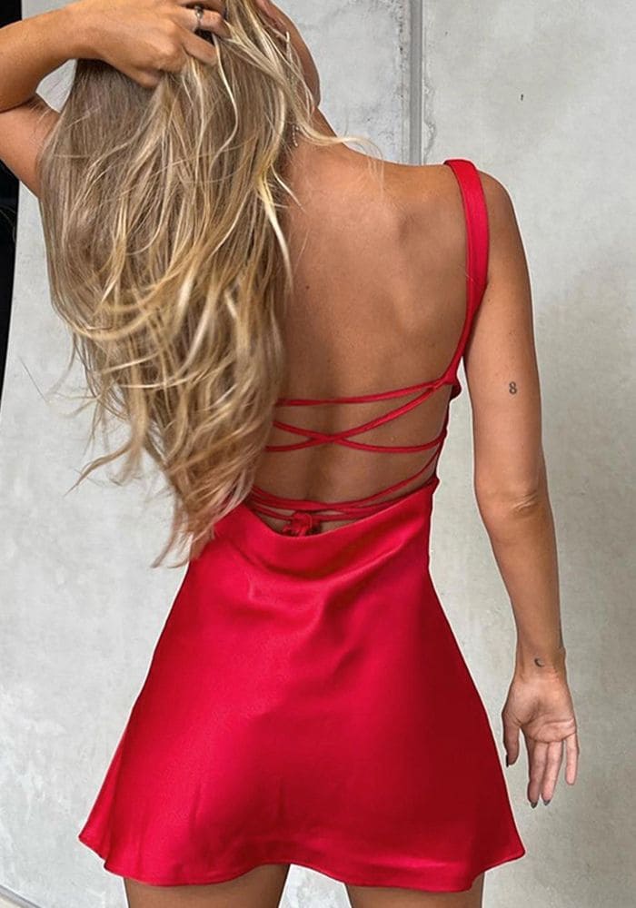 Robe Rouge Robe Dos Ouvert Robe Rouge Dos Nu Femme Robe Satin