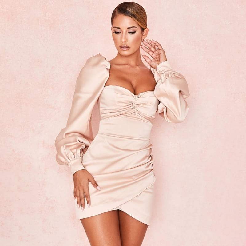 Robe Satin Manches Longues