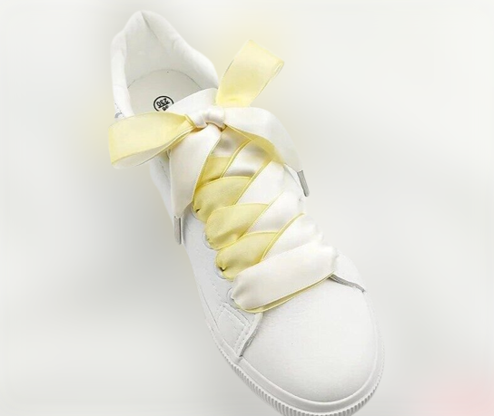 Lacets-satin-double-face-jaune-et-blanc