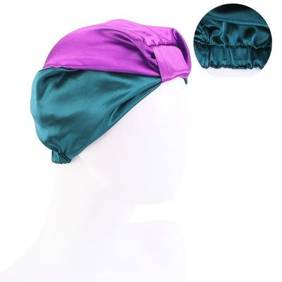 Bonnet-Satin-Turban-Croisé-Violet-Turquoise