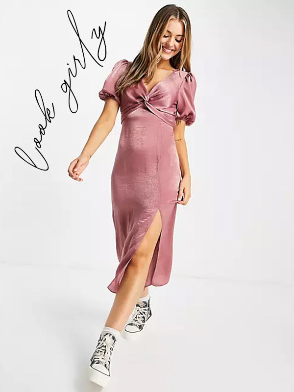 robe satinée rose