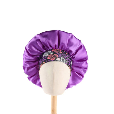 bonnet-satin-extra-large-avec-bandeau-fleuri-violet