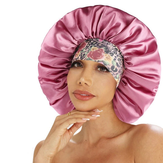 Bonnet-satin-extra-large-avec-bandeau-fleuri