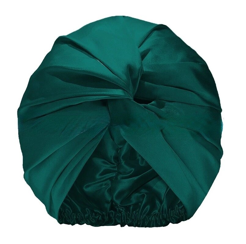 Bonnet-Satin-Turban-De-Bain-Vert-Émeraude