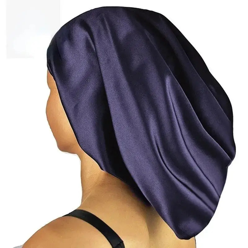 Bonnet-Satin-De-Soie-Style-Fourreau-Bleu-Marine