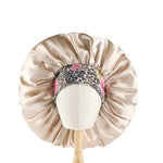 Bonnet Satin Extra Large Avec Bandeau Fleuri - Vignette | Création Satin