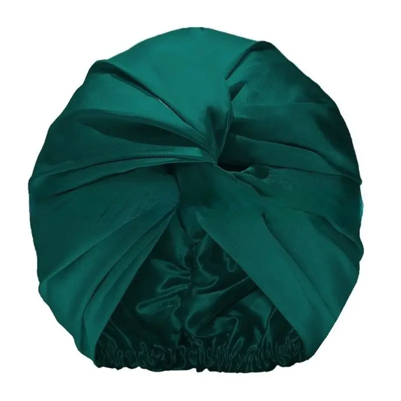Bonnet-Satin-Turban-De-Bain-Vert-Émeraude