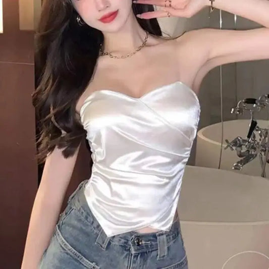 Corset-Satin-Bustier-Léger-Blanc