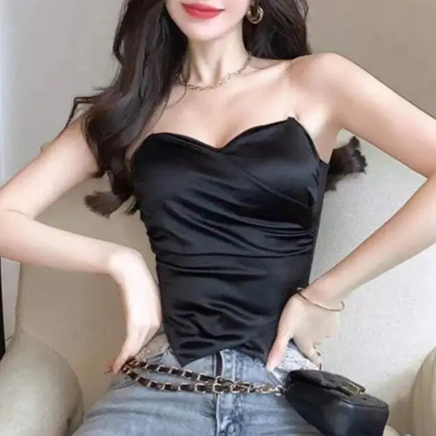 Corset-Satin-Bustier-Léger-Noir