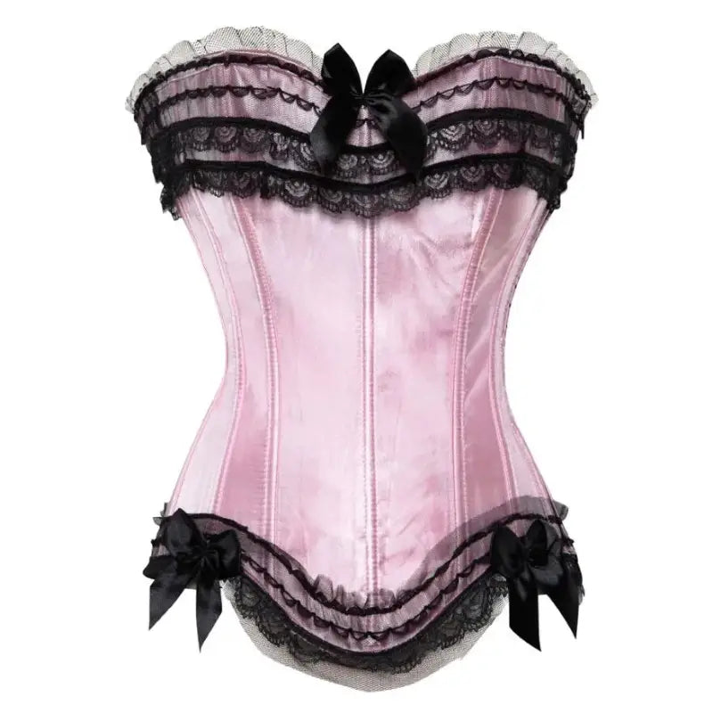 Corset-satin-et-dentelle-burlesque-rose-et-noir