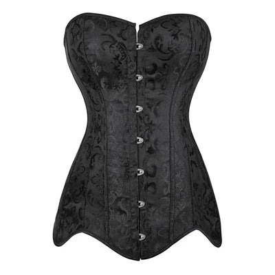 Corset-Satin-Longline-Gothique-Noir-imprimé