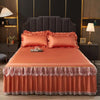 Couvre-lit-Satin-Abricot-Ornement-Dentelle