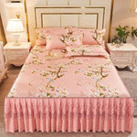 Couvre-lit Satin Blanc-Rosé Cerisier en Fleurs - Vignette | Création Satin