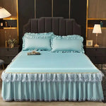 Couvre-lit Satin Bleu Pastel Doux - Vignette | Création Satin