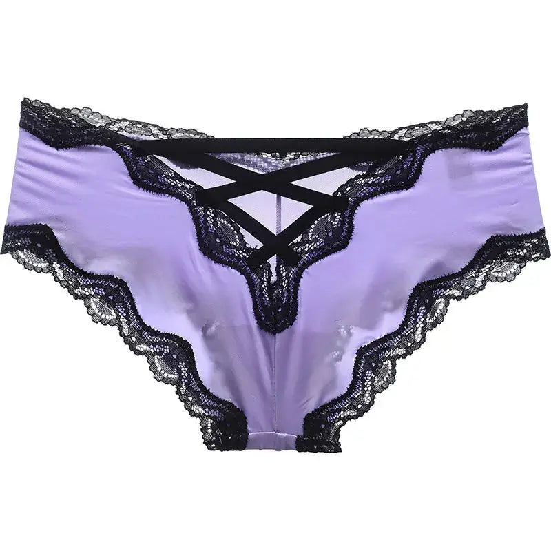 Culotte-satin-à-lacet-violet