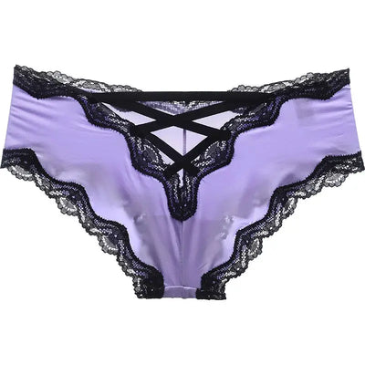 Culotte-satin-à-lacet-violet