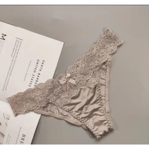 Culotte-satin-parure-dentelée-gris