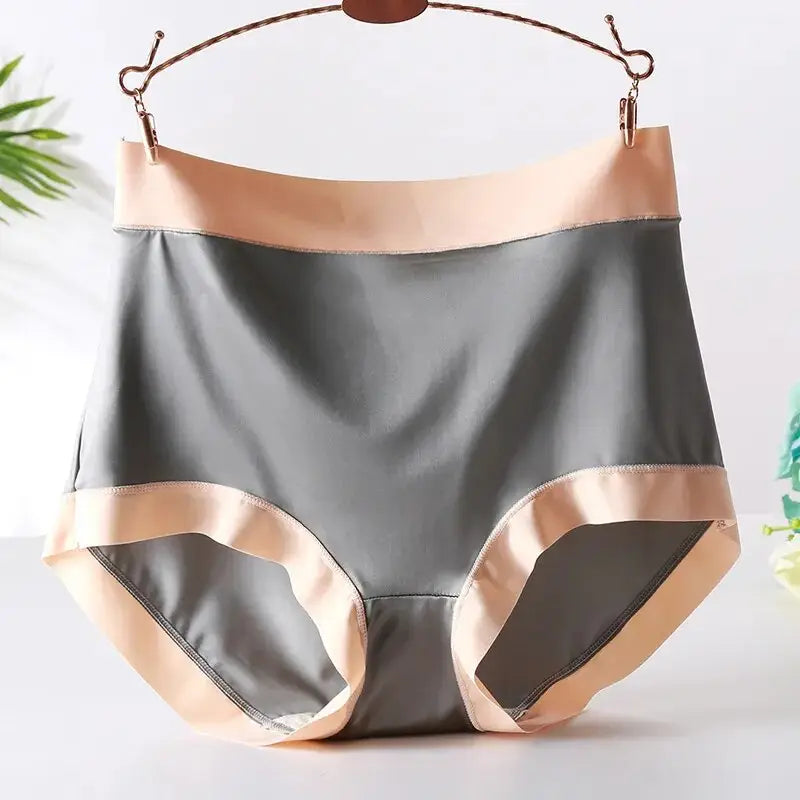 Culotte-satin-Sensation-taille-haute-gris-perle