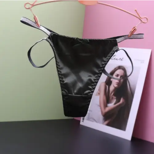 Culotte-satin-string-Douce-Tentation-vert-noir