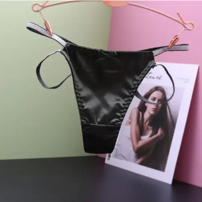 Culotte-satin-string-Douce-Tentation-vert-noir