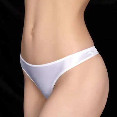 Culotte-satin-string-effet-brillant-blanc