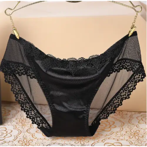 Culotte-satin-transparente-enchantement-en-dentelle-noir