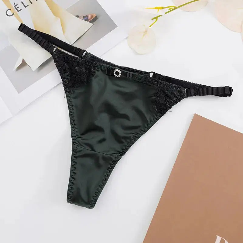 culotte-string-satin-&-dentelle-vert-foncé