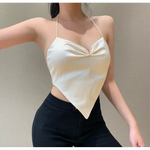 Haut en Satin à col en V en triangle inversé - Vignette | Création Satin
