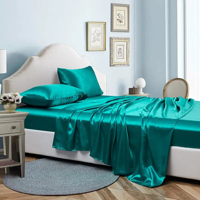 High End Rayon Queen Bed Sheet Set Luxury Satin King Size