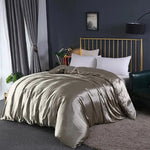 Housse de Couette Satin Brillant Vert Kaki - Vignette | Création Satin