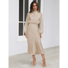 Robe longue femme Joanna™ en satin mat, taille haute, manches lanterne, disponible en plusieurs couleurs élégantes – idéale pour occasions formelles et soirées.