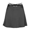 Jupe courte femme en satin, motif floral et laçage élégant, disponible en plusieurs coloris estivaux.