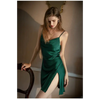 Nuisette-Fendue-Satin-Sensuelle-vert