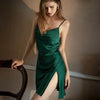 nuisette-fendue-soie-séductrice-vert
