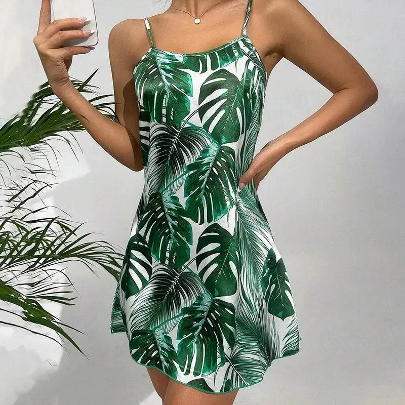 nuisette-girly-satin-imprimé-monstera 