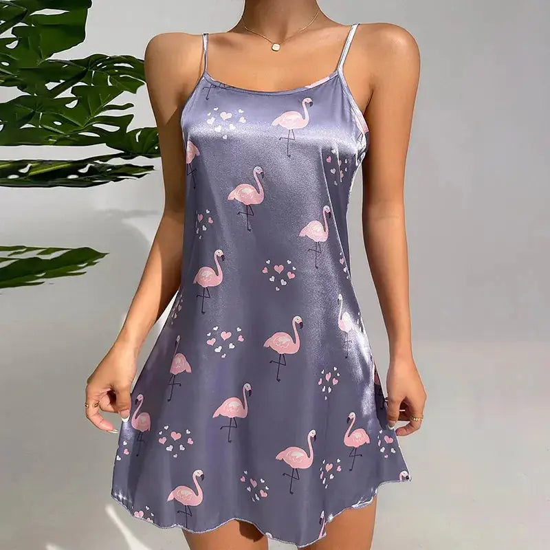 nuisette-girly-satin-imprimé-flamand-rose
