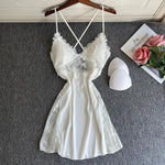 Nuisette satin à bustier dentelé - Vignette | Création Satin