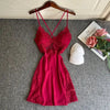 Nuisette-Satin-Bustier-Dentelé-Fuschia