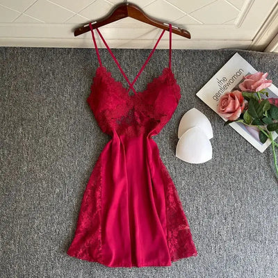 Nuisette-Satin-Bustier-Dentelé-Fuschia
