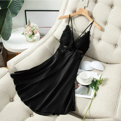 Nuisette-Satin-&-Dentelles-Florales-noir