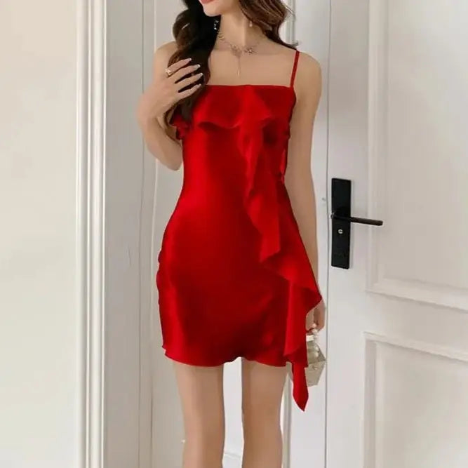 Nuisette-Satin-Drapé-Nude