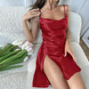 Nuisette-Satin-Légère-Rouge