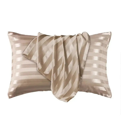 Paire-de-taies-d-oreiller-satin-à-rayures-kaki