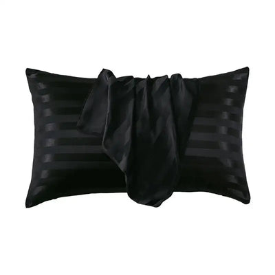 Paire-de-taies-d-oreiller-satin-à-rayures-noir