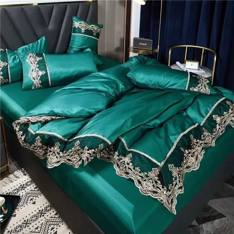 parure-de-lit-luxueuse-satin-bleu-paon