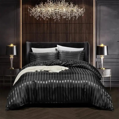 parure-de-lit-satin-élégance-rayée-noir