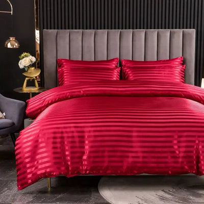 parure-de-lit-satin-élégance-rayée-rouge