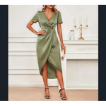 Robe en Satin à manches courtes - Vignette | Création Satin